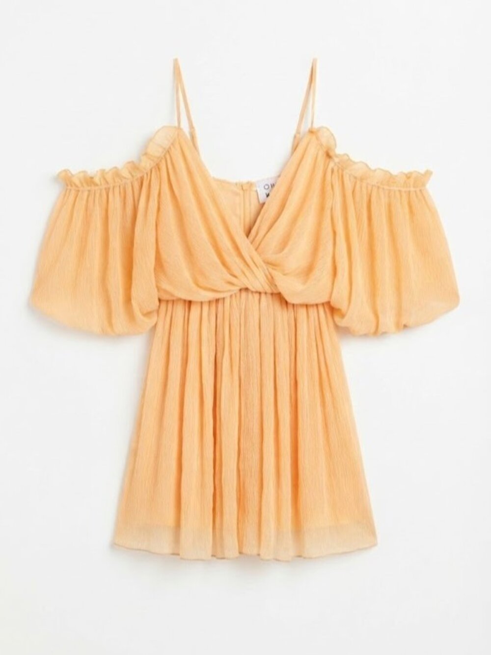 Pastel Orange Yellow Cold-Shoulder Mini Dress Romper Size Large